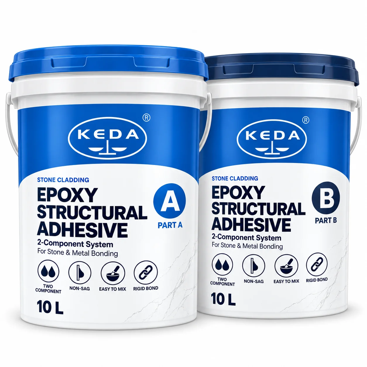 KEDA two component epoxy adhesive Part A and Part B pails