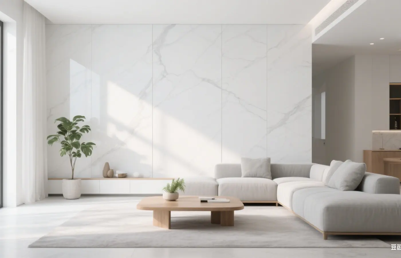 Stone surfaces in a contemporary interior application